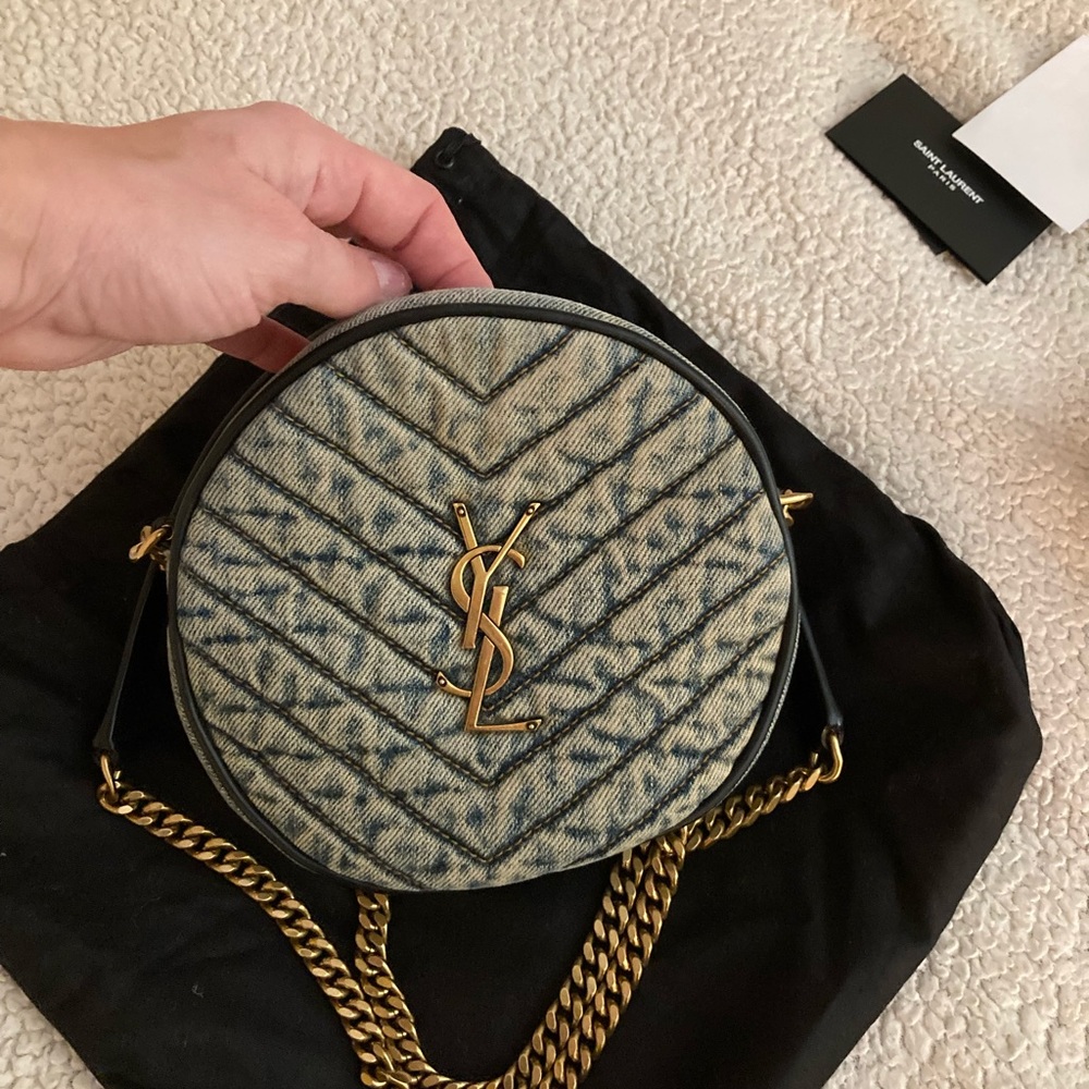 YSL rounded denim crossbody bag!!!